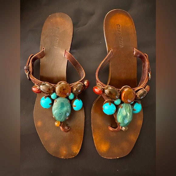 Miu Miu sandal with large gemstones. - Picture 1 of 2